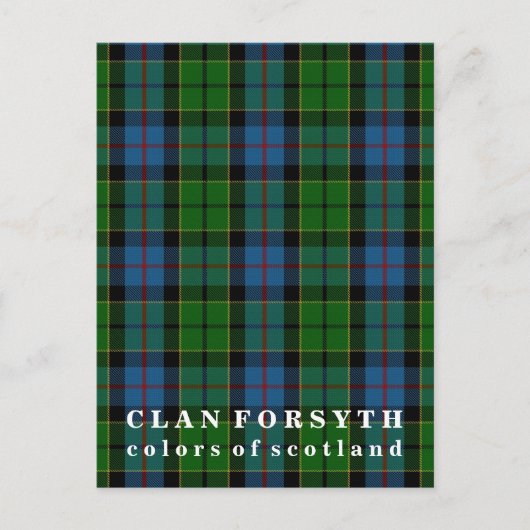 Farben von Scotland Clan Forsyth Tartan Postkarte (Vorderseite)