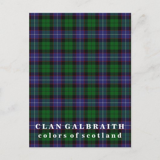 Farben von Scotland Clan Galbraith Tartan Postkarte (Vorderseite)