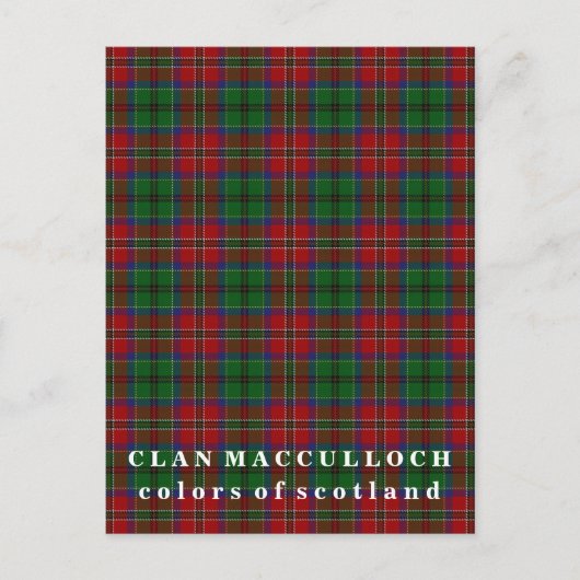Farben von Scotland Clan MacCulloch Tartan Postkarte (Vorderseite)