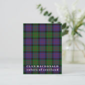 Farben von Scotland Clan MacDonald Tartan Postkarte (Stehend Vorderseite)