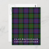 Farben von Scotland Clan MacDonald Tartan Postkarte (Vorne/Hinten)