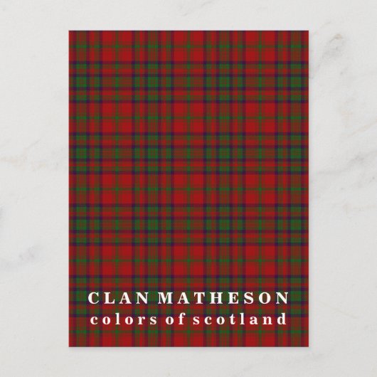 Farben von Scotland Clan Matheson Tartan Postkarte (Vorderseite)