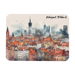 Farben Warschau Polen Wasserfarbe Skyline Magnet