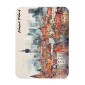 Farben Warschau Polen Wasserfarbe Skyline Magnet (Vertikal)