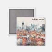 Farben Warschau Polen Wasserfarbe Skyline Magnet (Vorderseite/Rückseite)