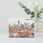 Farben Warschau Polen Wasserfarbe Skyline Postkarte (Stehend Vorderseite)