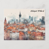 Farben Warschau Polen Wasserfarbe Skyline Postkarte (Vorderseite)