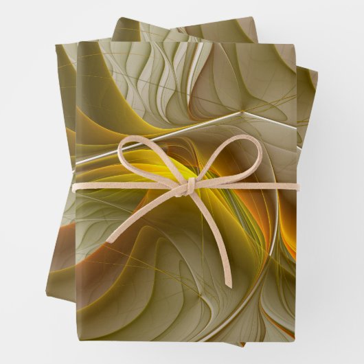 Farben Wertvoller Metalle, Abstraktes Fraktal Kuns Geschenkpapier Set (Beispiel)