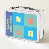 Farbenblauer Junge Name glücklich Lunchbox (Rückseite)