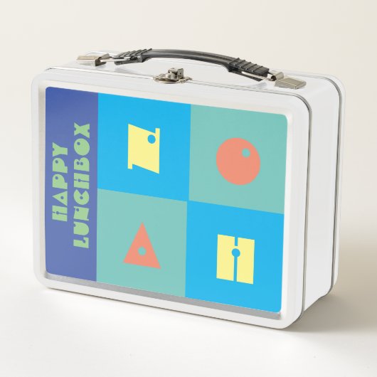 Farbenblauer Junge Name glücklich Lunchbox (Vorderseite)