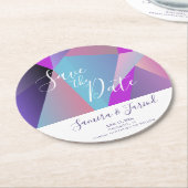 Farbenblock Save the Date Lila Runder Pappuntersetzer (Angewinkelt)