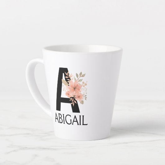 Farbenblush Pastellrosa Monogramm mit Name Milchtasse (Linke Ecke)