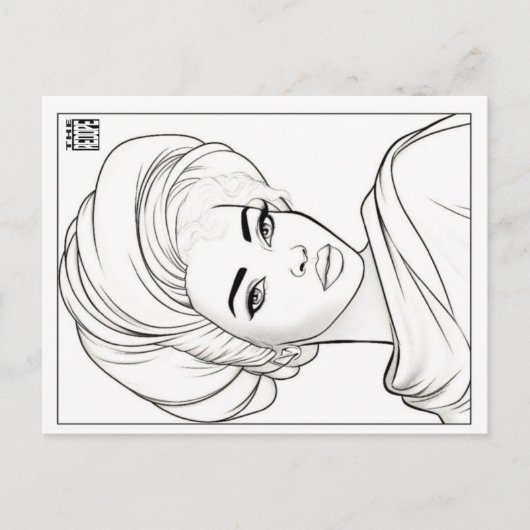 Färbende Postkarte | Frau des Stoffes (Vorderseite)
