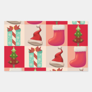 FARBENE CHRISTMAS PRÄSENTIERT SANTA CANDY TREIN RECHTECKIGER AUFKLEBER