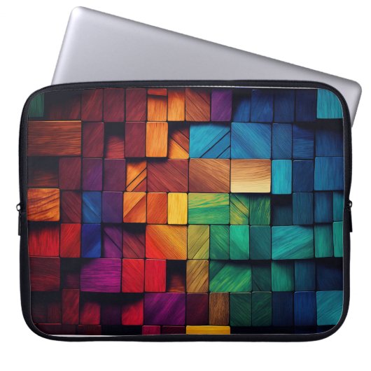 FARBENE HOLZBLÖCKE SEHEN AUS LAPTOPSCHUTZHÜLLE (Vorderseite)