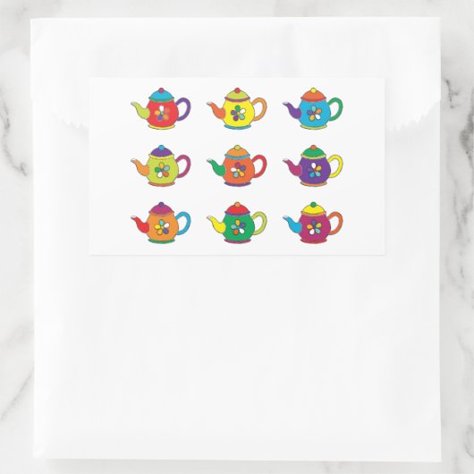 FARBENE TEAPOTS RECHTECKIGER AUFKLEBER (Tasche)