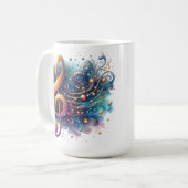 FARBENE VERZIERT GOLD MUSICAL CLEFT NOTE KAFFEETASSE (Vorderseite Links)
