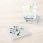 FARBENER BLUMENBAUM GLASUNTERSETZER (Schrägansicht)