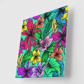 FARBENER HIBISKUS QUADRATISCHE WANDUHR (Winkel)