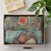 FARBENES BLUMENMÄDCHEN IM FRÜHJAHRE GARTENDEKOUPAG SEIDENPAPIER (Geschenk)