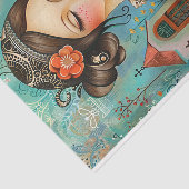 FARBENES BLUMENMÄDCHEN IM FRÜHJAHRE GARTENDEKOUPAG SEIDENPAPIER (Ausschnitt)