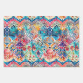 FARBENES BOHO WASSERFARBBODENDEKORATIVPAPIER GESCHENKPAPIER SET (Vorderseite 2)
