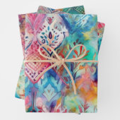 FARBENES BOHO WASSERFARBBODENDEKORATIVPAPIER GESCHENKPAPIER SET (Beispiel)