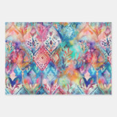 FARBENES BOHO WASSERFARBBODENDEKORATIVPAPIER GESCHENKPAPIER SET (Vorderseite)