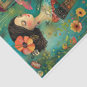 FARBENES GARTENMÄDCHEN MIT BLUME DECOUPAY SEIDENPAPIER (Ausschnitt)