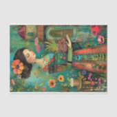 FARBENES GARTENMÄDCHEN MIT BLUME DECOUPAY SEIDENPAPIER (Vorderseite)