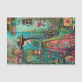 FARBENES GARTENMÄDCHEN MIT BLUME DECOUPAY SEIDENPAPIER (Vorderseite)