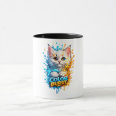 Farbenexplosion Katze – Lebendiger Farbklecks Graf Tasse (Zentrum)