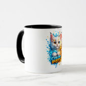 Farbenexplosion Katze – Lebendiger Farbklecks Graf Tasse (Vorderseite Links)