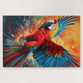 Farbenexplosion Papagei Kunst Puzzle (Horizontal)