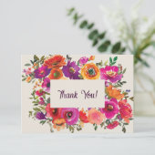Farbenfarbene Flora Danke Karte (Stehend Vorderseite)