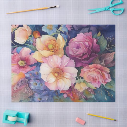 Farbenfarbenes Blumendekoupage Seidenpapier (Basteln)