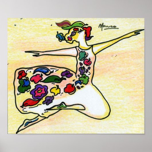 Farbenfarbenes Blumenkleid Ballerina Poster (Vorne)