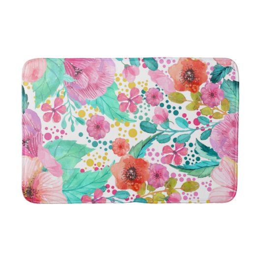 Farbenfarbenes Blumenmuster Badematte (Vorderseite)