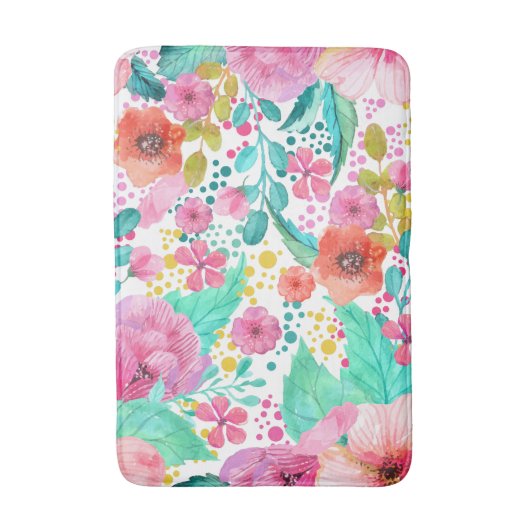 Farbenfarbenes Blumenmuster Badematte (Vorderseite Vertikal)