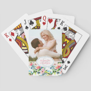 Farbenfarbenes Blumenmuster - Hochzeitliches Foto Spielkarten