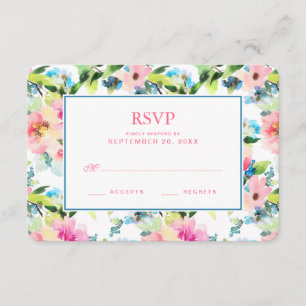 Farbenfarbenes Blumenmuster - Hochzeitsszenario RSVP Karte
