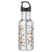 Farbenfarbenes Blumenmuster Personalisiert Edelstahlflasche (Rückseite)