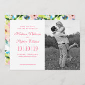 Farbenfarbenes Blumenmuster - Save the Date (Vorne/Hinten)