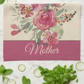 Farbenfarbenes Blumenparkett mit Rosa Geschirrtuch (Gefaltet)