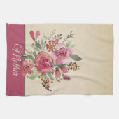 Farbenfarbenes Blumenparkett mit Rosa Geschirrtuch (Horizontal)