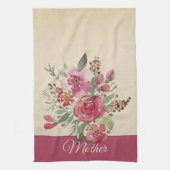 Farbenfarbenes Blumenparkett mit Rosa Geschirrtuch (Vertikal)