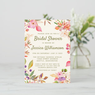 Farbenfarbenes Brautparty für Flora und Fauna Einladung