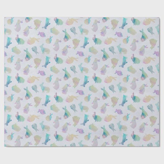 Farbenfarbenes Bunnies-Muster in Weiß Geschenkpapier (Flach)