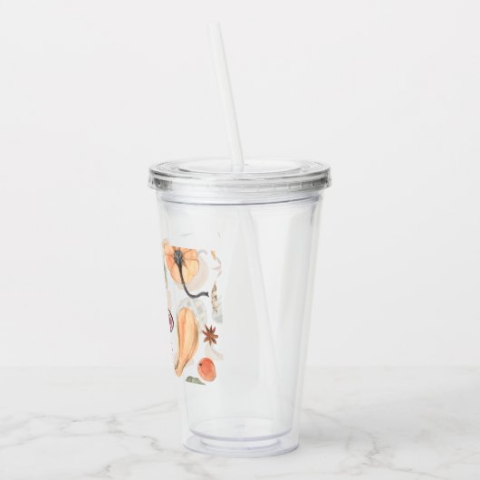 Farbenfarbenes Kürbismuster | Herbstwoben Acryltrinkbecher (Links)