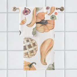 Farbenfarbenes Kürbismuster | Herbstwoben Badhandtuch Set
